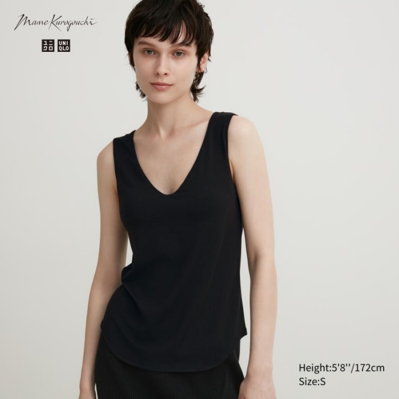 Debardeur Uniqlo HEATTECH Sleeveless Silk Blend Femme Noir | 8458977