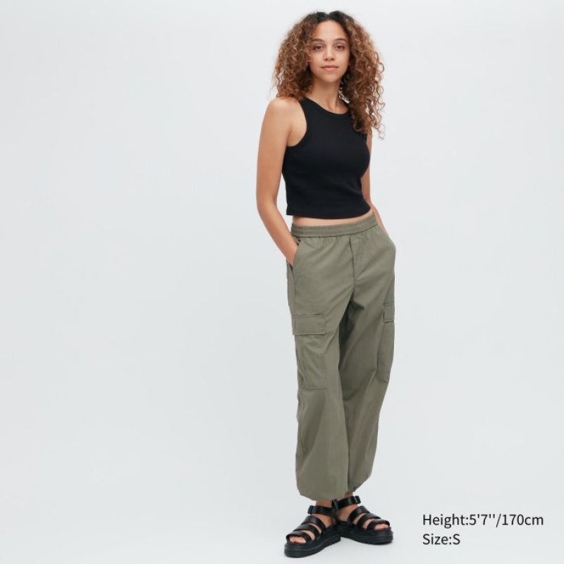 Debardeur Uniqlo Ribbed Cropped Sleeveless Femme Noir | 2071739