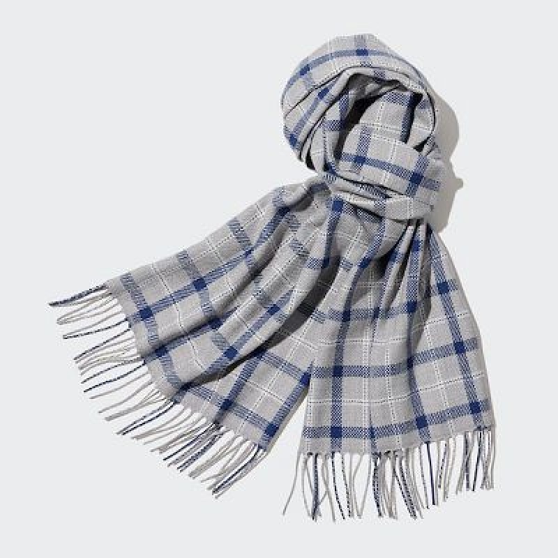 Echarpes Uniqlo HEATTECH Checked Femme Grise | 515248