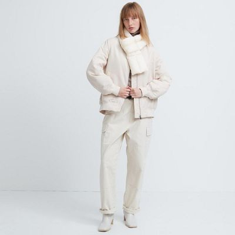 Echarpes Uniqlo HEATTECH Lined Padded Femme Blanche | 6755736