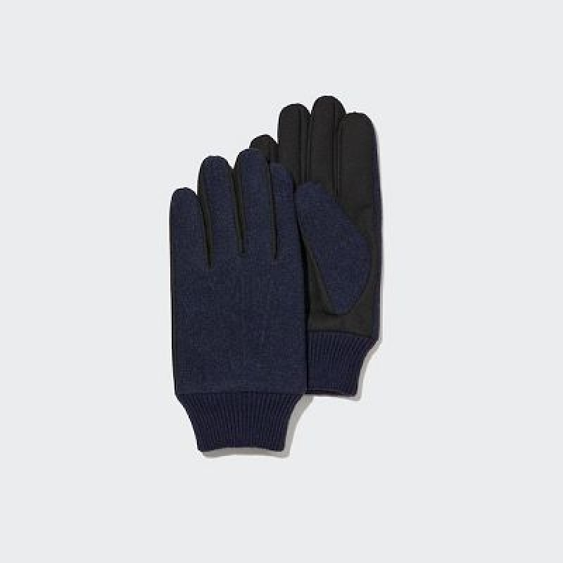 Gant Uniqlo HEATTECH Lined Faux Wool Femme Bleu Marine | 4359168