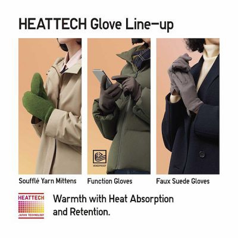 Gant Uniqlo HEATTECH Lining Faux Suede Femme Grise | 4155424
