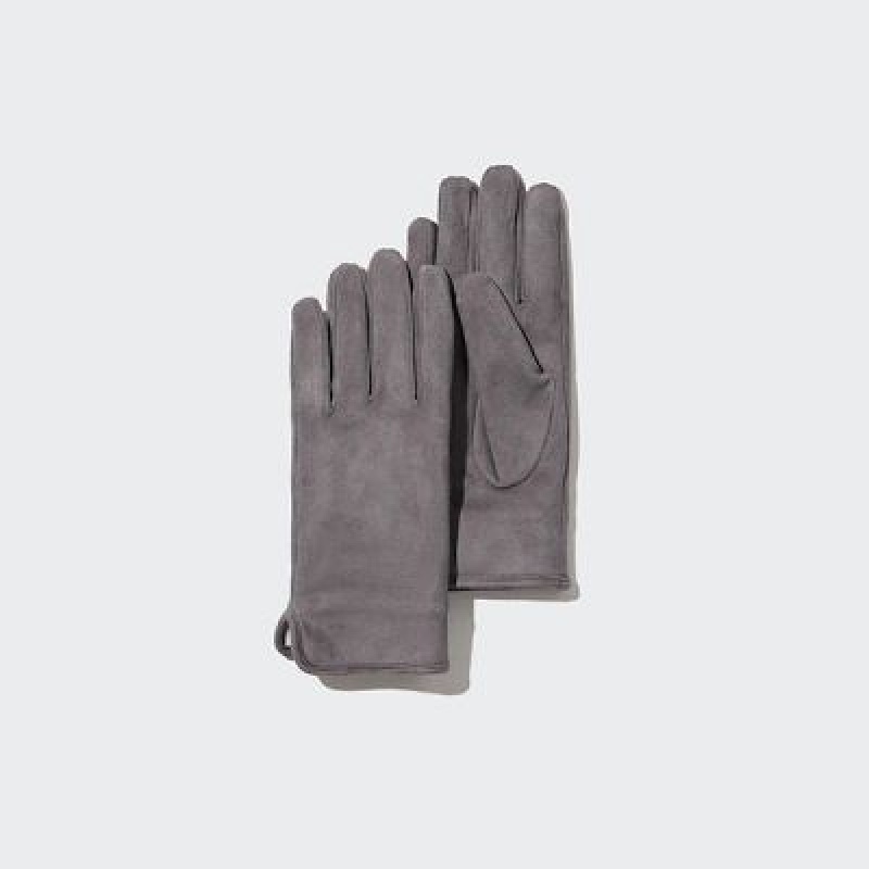 Gant Uniqlo HEATTECH Lining Faux Suede Femme Grise | 4155424