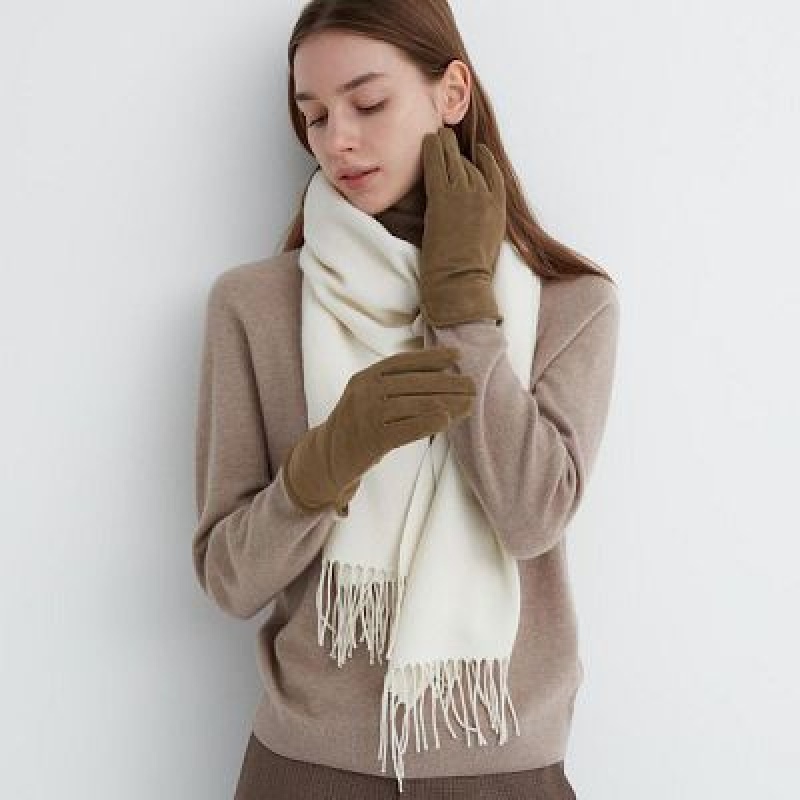 Gant Uniqlo HEATTECH Lining Faux Suede Femme Marron | 9987767
