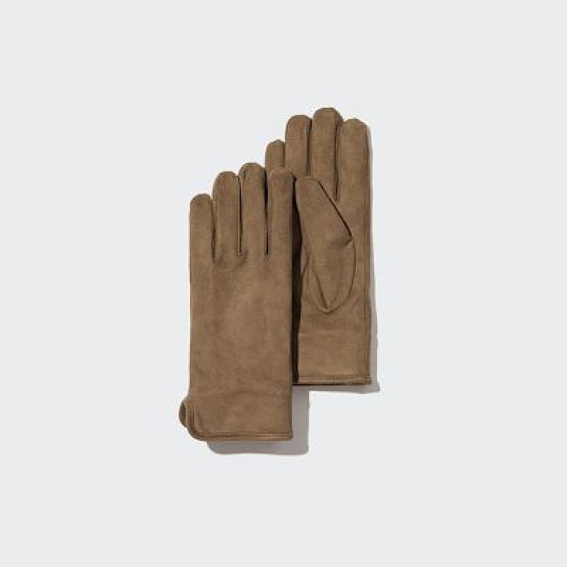 Gant Uniqlo HEATTECH Lining Faux Suede Femme Marron | 9987767