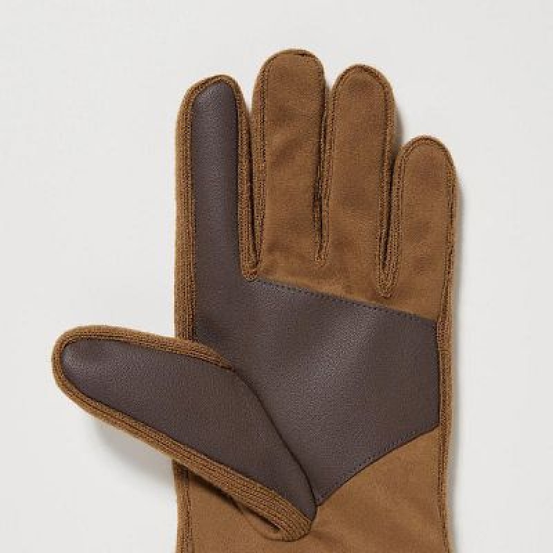 Gant Uniqlo Heattech Lined Faux Suede Femme Marron | 7286631