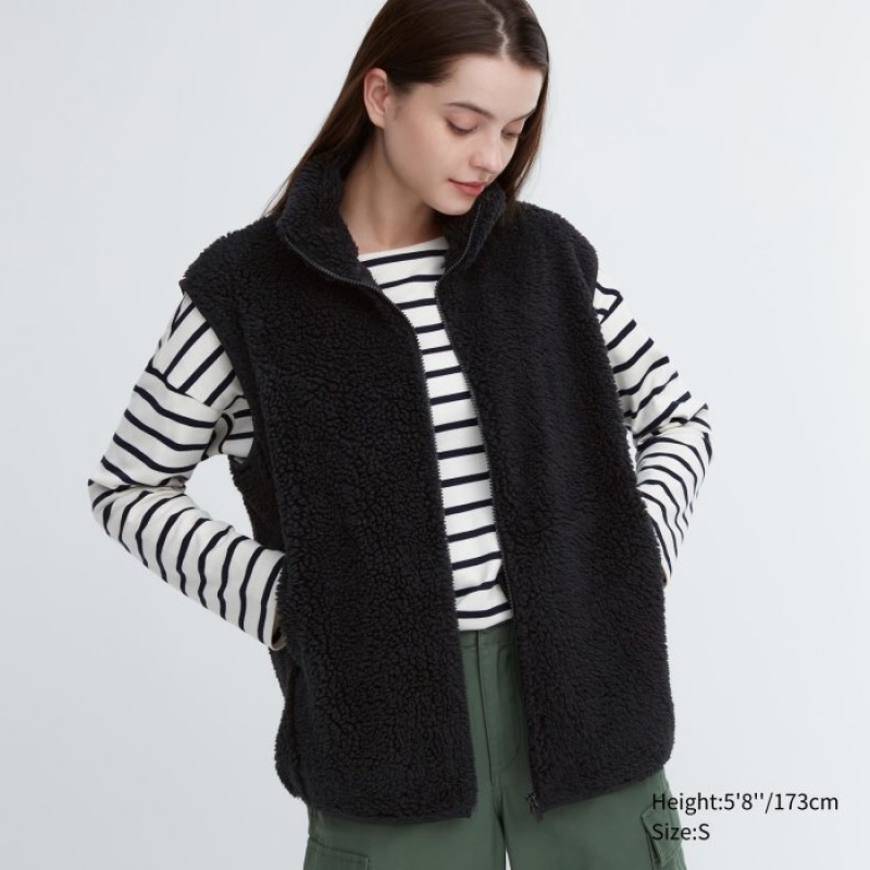 Gilet Uniqlo Light Pile-Lined Fleece Femme Noir | 2020908