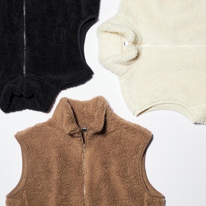 Gilet Uniqlo Light Pile-Lined Fleece Femme Marron | 2463121