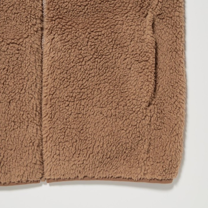 Gilet Uniqlo Light Pile-Lined Fleece Femme Marron | 2463121