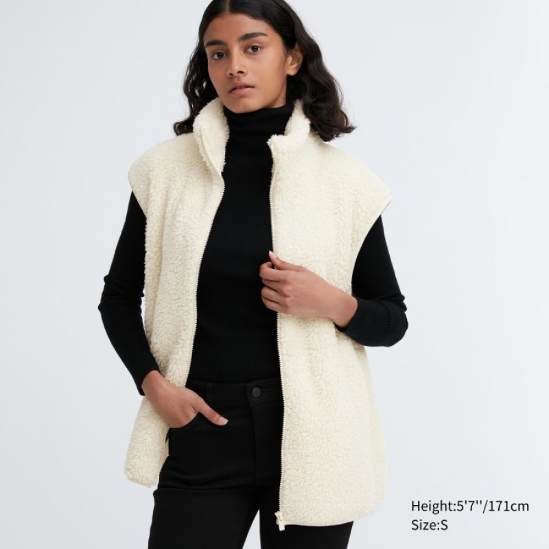 Gilet Uniqlo Light Pile-Lined Fleece Femme Blanche | 750356