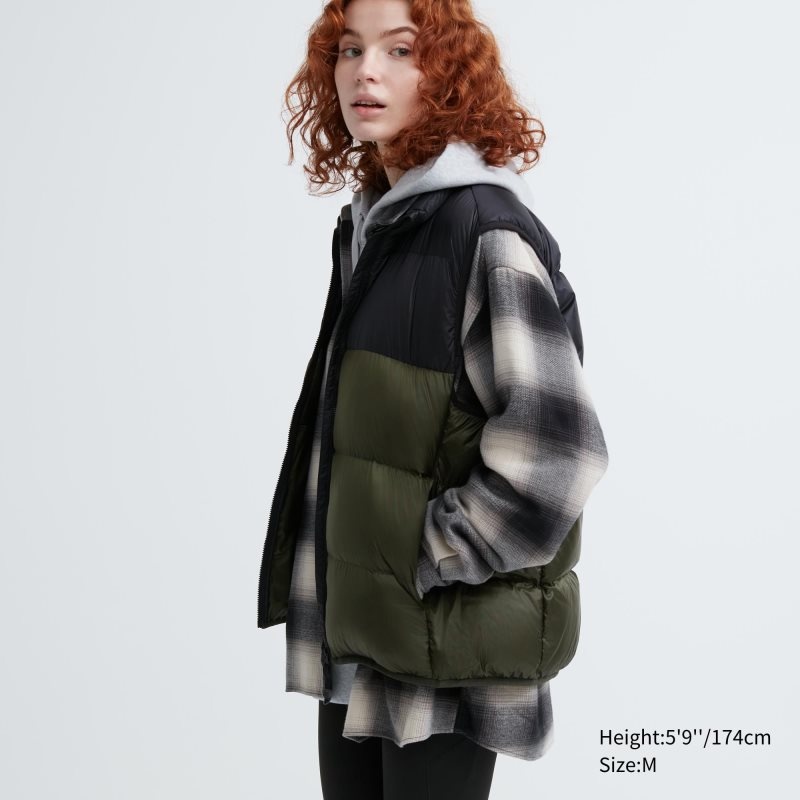 Gilet Uniqlo Ultra Light Down Color Block Homme Vert Olive | 8632962