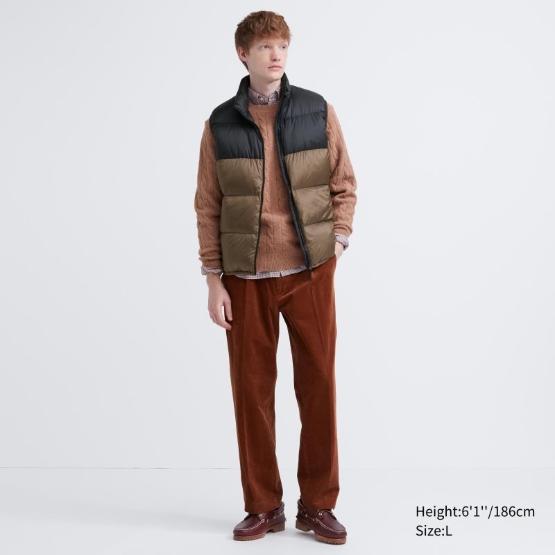 Gilet Uniqlo Ultra Light Down Color Block Homme Vert Olive | 8632962