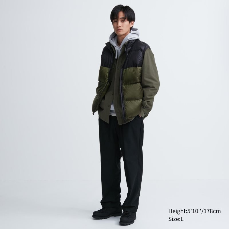 Gilet Uniqlo Ultra Light Down Color Block Homme Vert Olive | 8632962