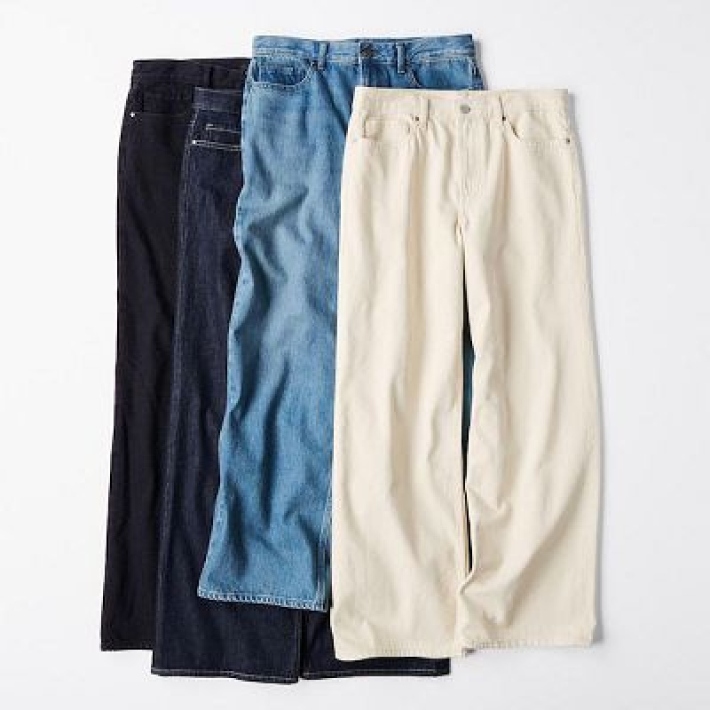 Jean Uniqlo Baggy Femme Blanche | 6247308