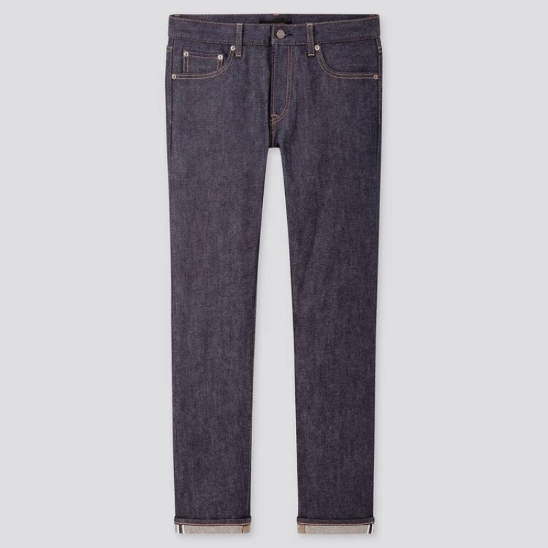 Jean Uniqlo Selvedge Stretch Slim Fit Homme Bleu Marine | 2904946