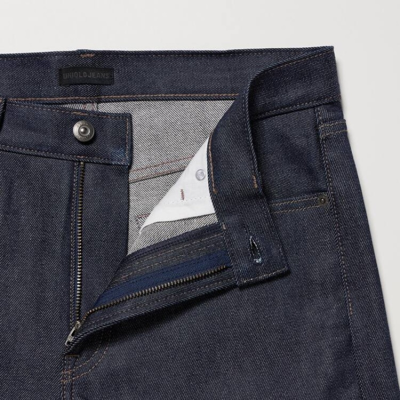 Jean Uniqlo Selvedge Stretch Slim Fit Homme Bleu Marine | 8860176