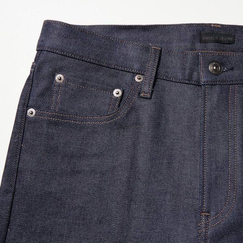 Jean Uniqlo Selvedge Stretch Slim Fit Homme Bleu Marine | 9666074