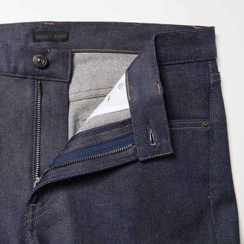 Jean Uniqlo Selvedge Stretch Slim Fit Homme Bleu Marine | 9666074