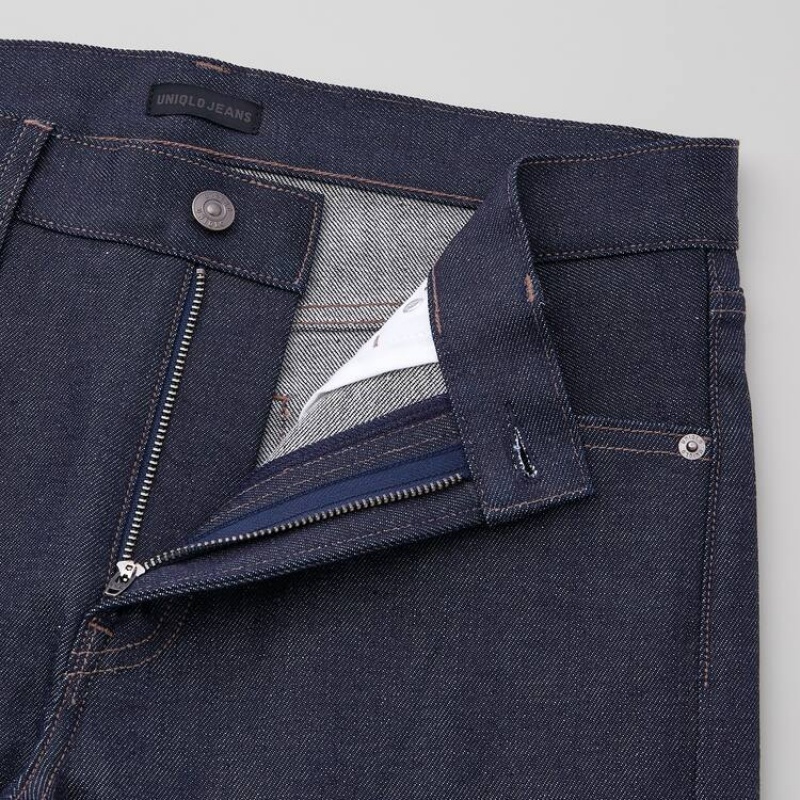 Jean Uniqlo Selvedge Stretch Slim Fit Homme Bleu Marine | 9129188