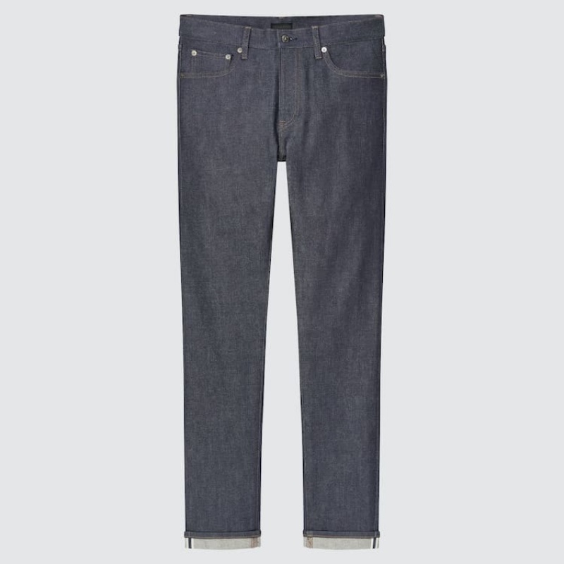Jean Uniqlo Selvedge Stretch Slim Fit Homme Bleu Marine | 9129188
