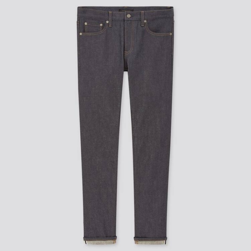 Jean Uniqlo Selvedge Stretch Slim Fit Homme Bleu Marine | 5956506