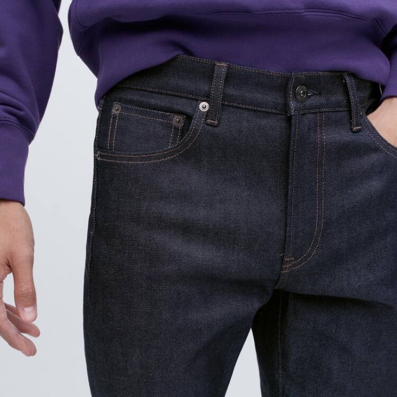 Jean Uniqlo Stretch Selvedge Slim Fit Homme Bleu Marine | 6085280