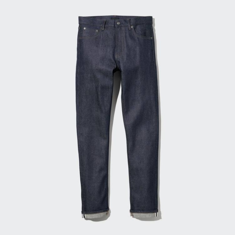 Jean Uniqlo Stretch Selvedge Slim Fit Homme Bleu Marine | 6085280