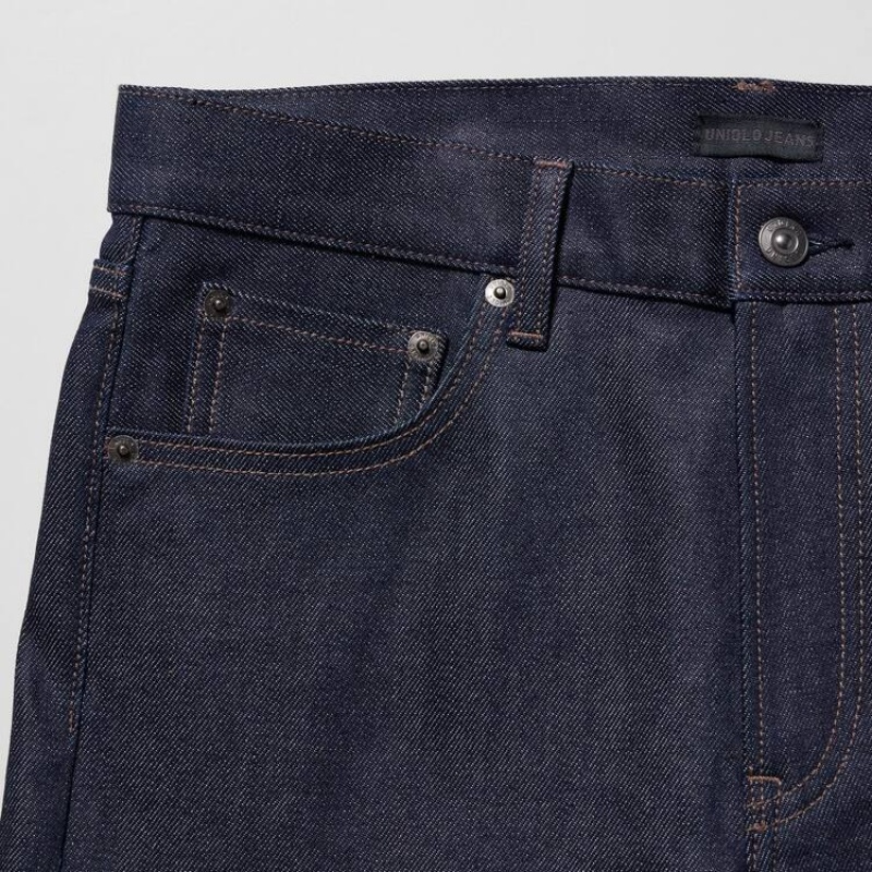 Jean Uniqlo Stretch Selvedge Slim Fit Homme Bleu Marine | 6085280