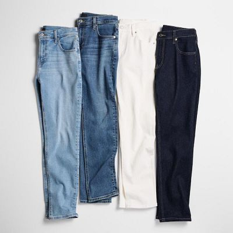 Jean Uniqlo Stretch Slim Straight Femme Bleu | 2111649