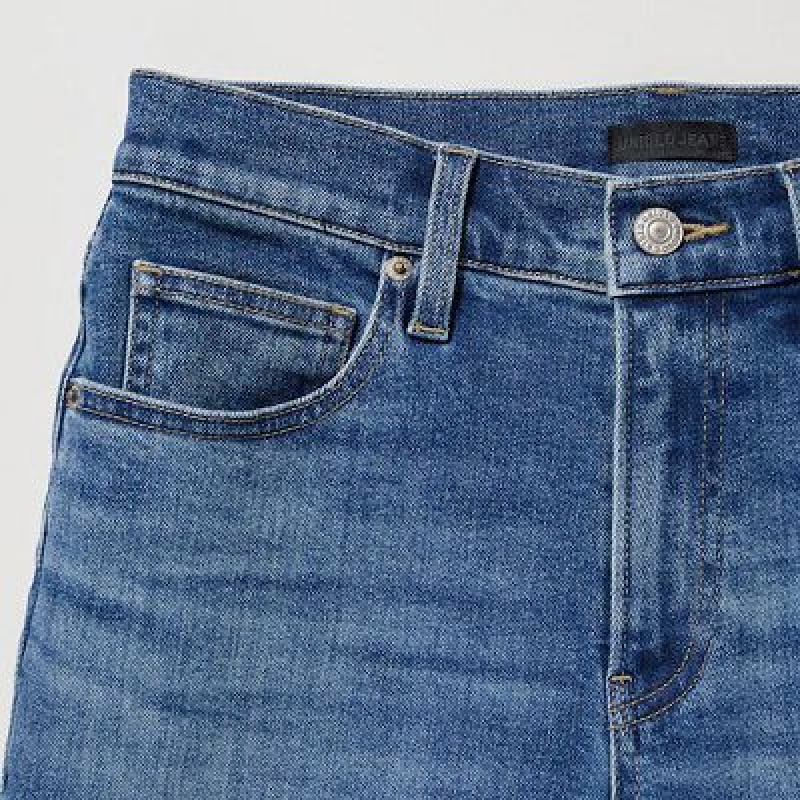 Jean Uniqlo Stretch Slim Straight Femme Bleu | 2111649