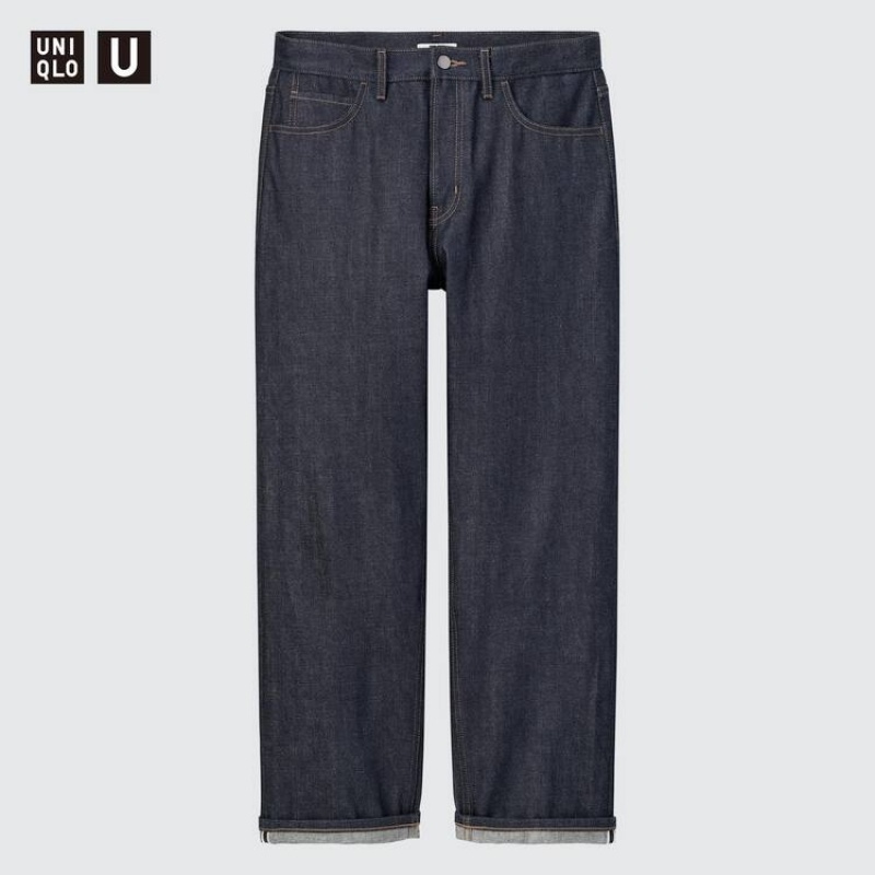 Jean Uniqlo U Selvedge Regular Fit Homme Bleu Marine | 8901304