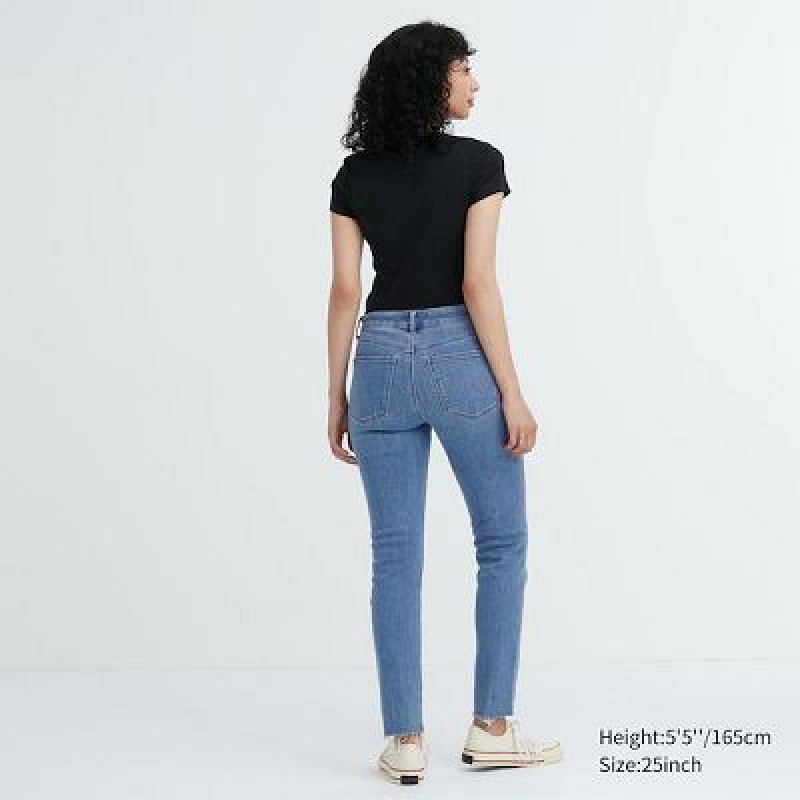Jean Uniqlo Ultra Stretch Distressed Femme Bleu | 9761472