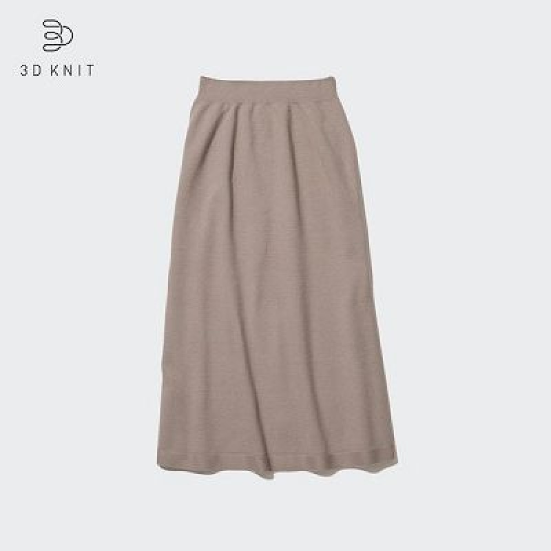 Jupes Uniqlo 3D Knit Souffle Yarn Femme Beige | 8599965