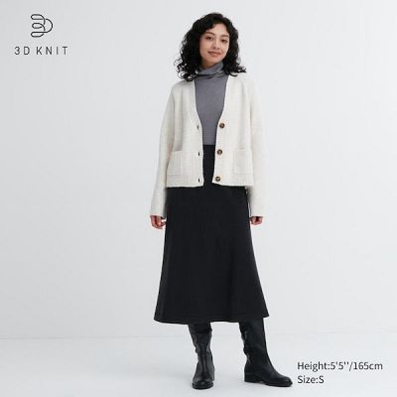 Jupes Uniqlo 3D Knit Souffle Yarn Femme Noir | 8283813