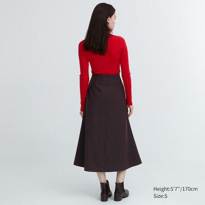 Jupes Uniqlo Brushed Jersey Flared Femme Marron | 5774020
