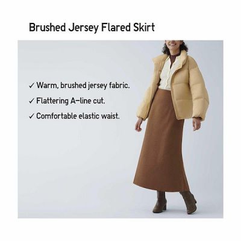 Jupes Uniqlo Brushed Jersey Flared Femme Marron | 9693216