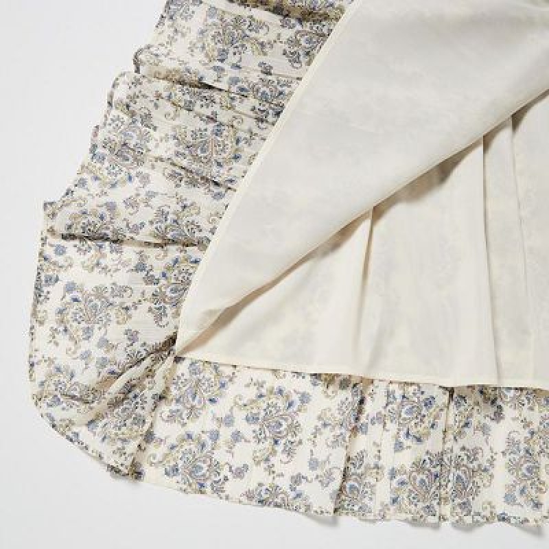 Jupes Uniqlo Chiffon Pleated Femme Blanche | 6148755