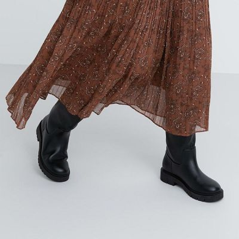 Jupes Uniqlo Chiffon Pleated Femme Marron | 5816276