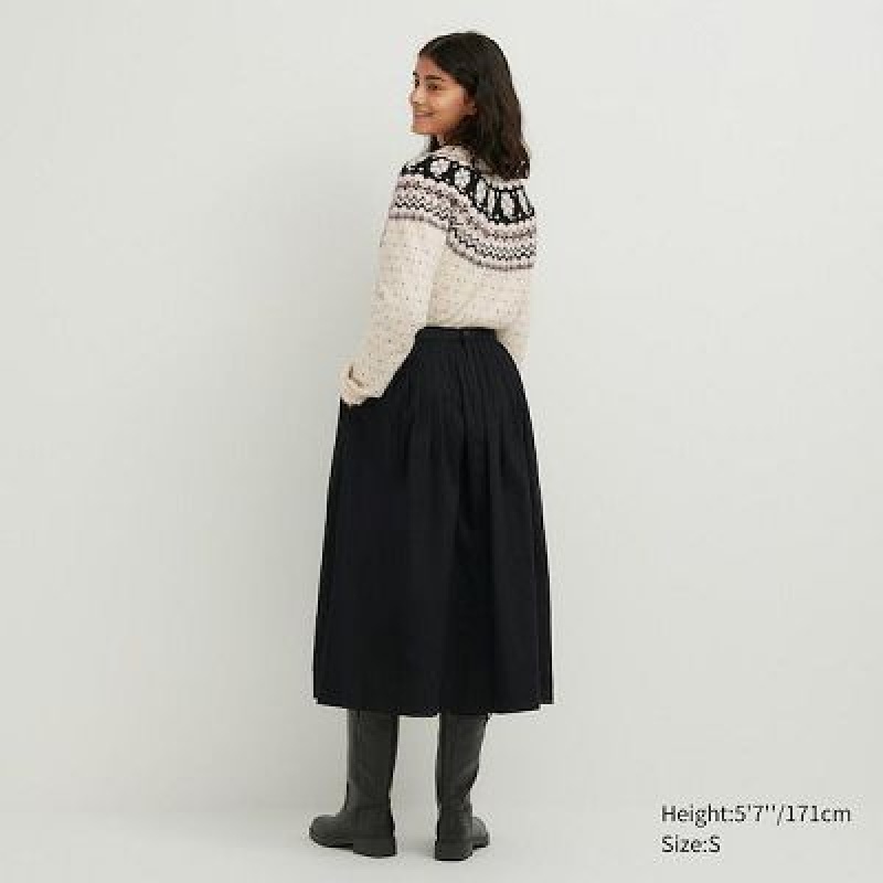 Jupes Uniqlo Denim Gather Femme Noir | 3540384