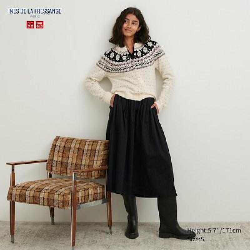 Jupes Uniqlo Denim Gather Femme Noir | 3540384