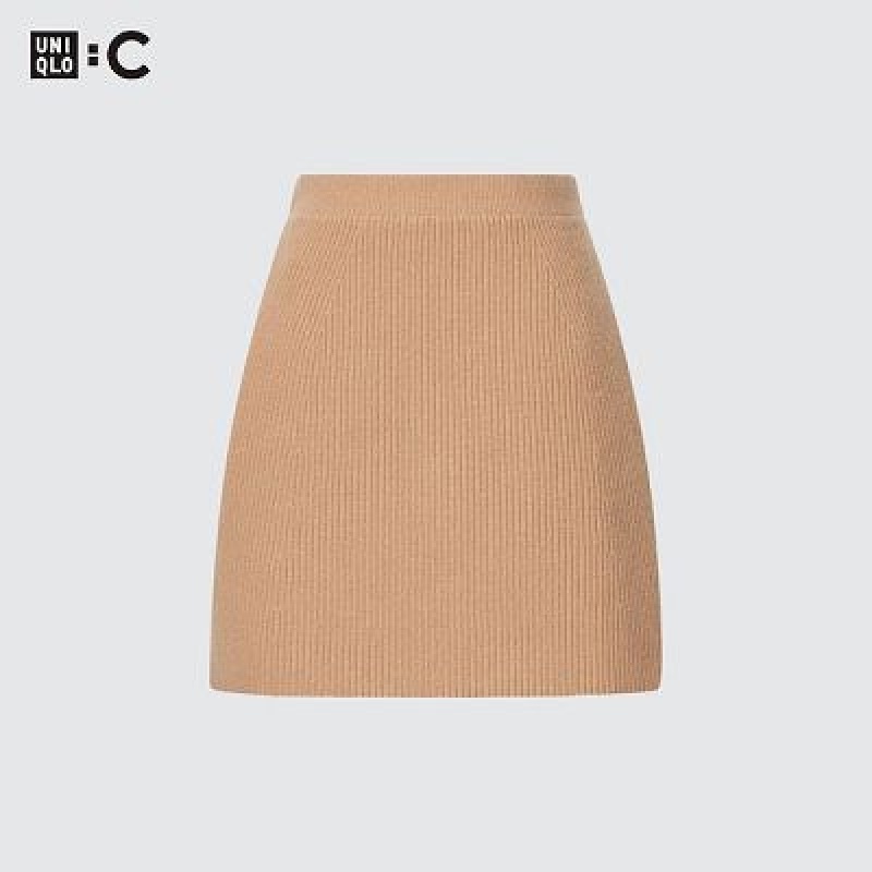 Jupes Uniqlo Premium Lambswool Mini Femme Beige | 2296468