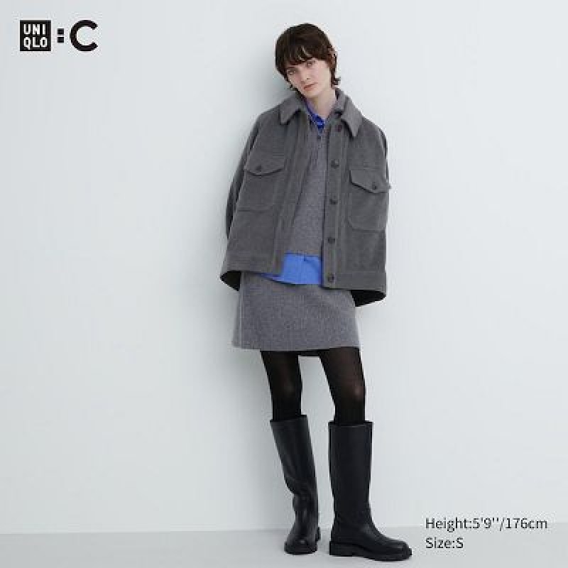 Jupes Uniqlo Premium Lambswool Mini Femme Grise | 2957828