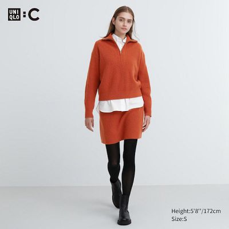Jupes Uniqlo Premium Lambswool Mini Femme Orange | 2251574