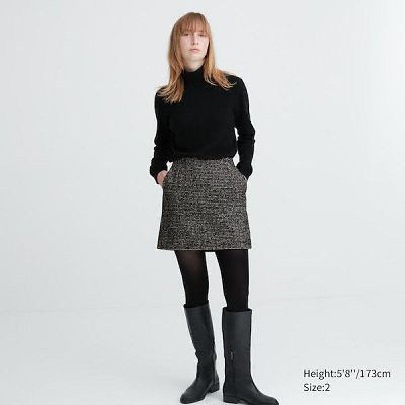 Jupes Uniqlo Tweed Mini Femme Grise | 7532165