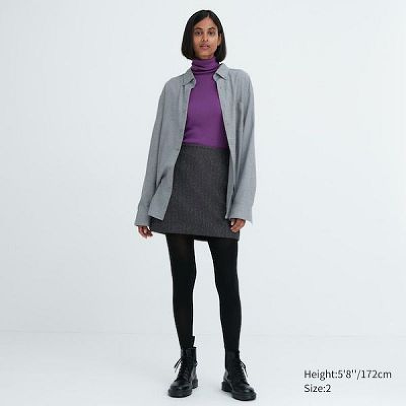 Jupes Uniqlo Wool Blend Mini Femme Grise | 3146012