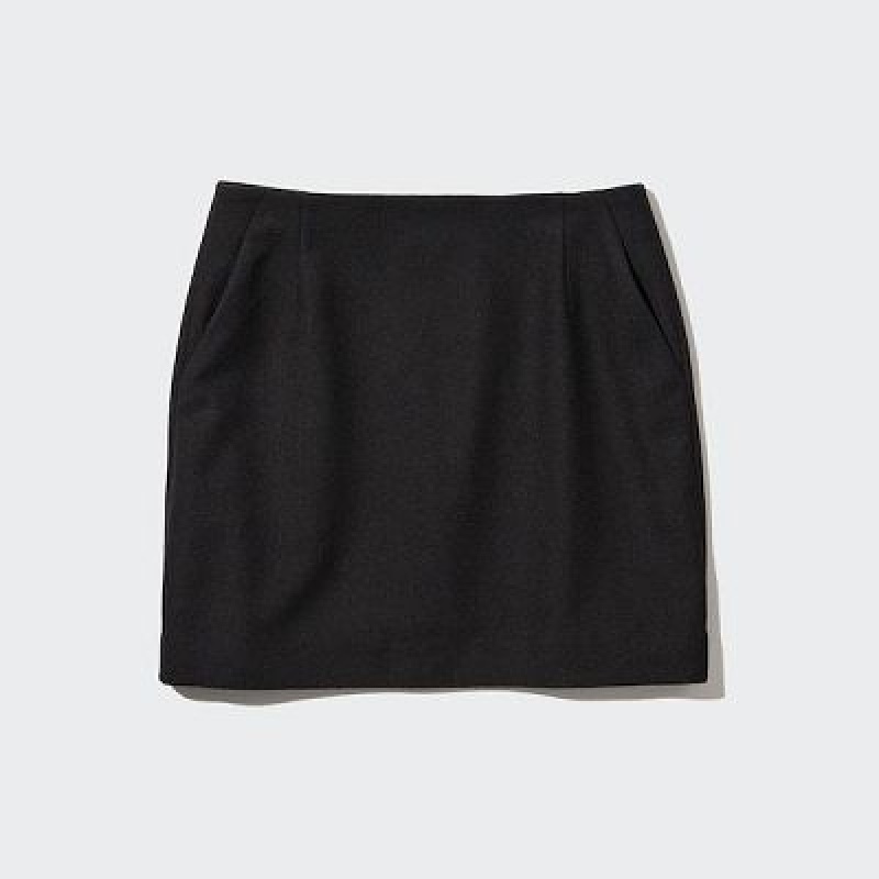 Jupes Uniqlo Wool Blend Mini Femme Noir | 9588905