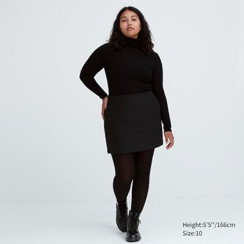 Jupes Uniqlo Wool Blend Mini Femme Noir | 9588905
