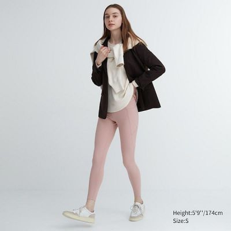 Leggings Uniqlo AIRism UV Protection Pocketed Soft Femme Rose | 640701