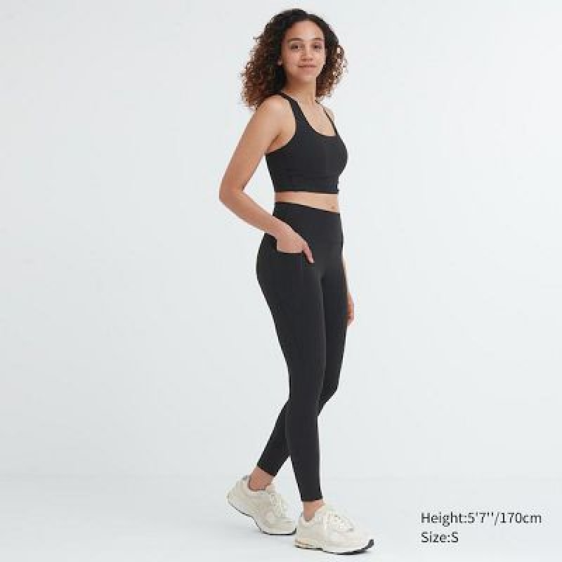 Leggings Uniqlo AIRism UV Protection Pocketed Soft Femme Noir | 9269493