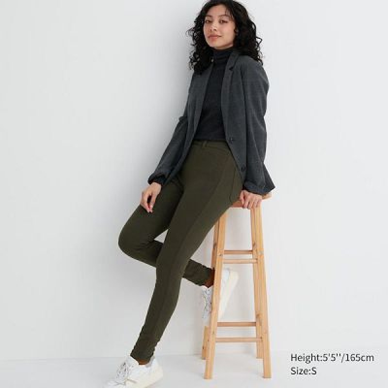 Leggings Uniqlo HEATTECH Ultra Stretch High-Rise Femme Vert Olive | 2831369